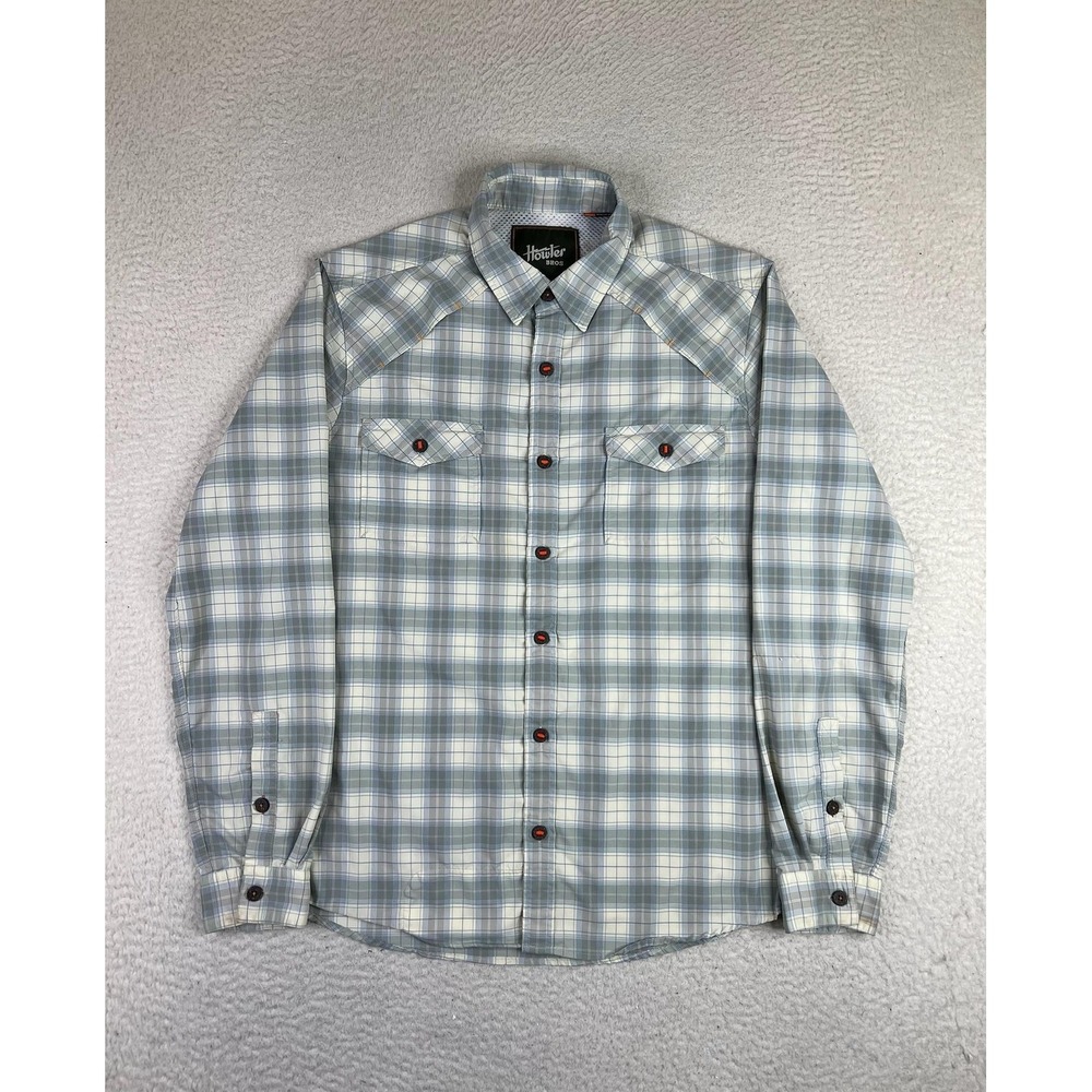 Howler Bros Shirt Mens Small Blue Plaid Long Sleeve Western‎ Button Up Casual